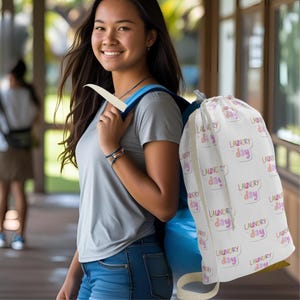 Colorful Laundry Bag: Spun Polyester Tote with Drawstring