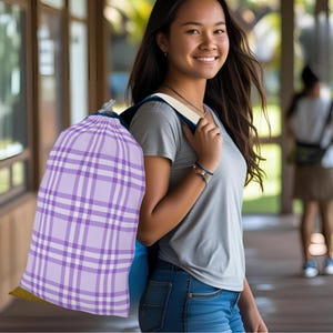 Chic Purple Plaid Laundry Bag | Organized Home, Laundry Day Essential, Gift for College Students, Stylish Storage Solution, Home Decor