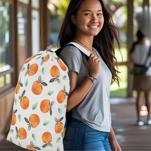 Peaches Laundry Bag, Cute Laundry Tote, Decorative Storage, Gift for Students College Travel