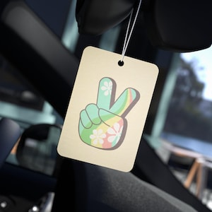Peace Sign Car Air Freshener, Aromatic Gift, Boho Decor, Fragrance Hanging Air Freshener, Hippie Vibes VW Beetle