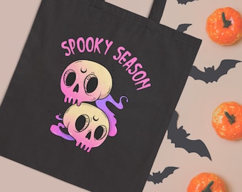 Spöklika Säsongsdödskallar Tygväska | Halloween, Bus eller godis, Miljövänlig, Dödskalledesign, Julshopping