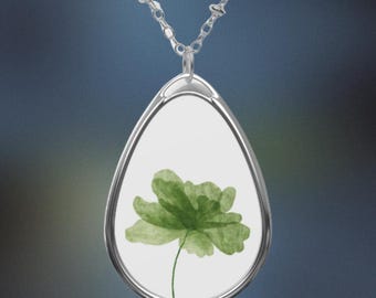 Sage Green Flower Pendant Necklace: Botanical Boho Jewelry