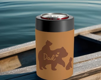Father's Day Dad Bear Can Holder Cozie, Can Sleeve, Drink Holder, Beverage Insulator, Gift for Him, Beer Cozy