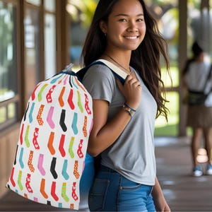 Colorful Sock Laundry Bag, Fun Travel Laundry Organizer, Gift for College Students, Laundry Day Essentials