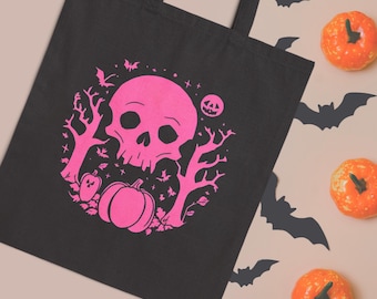 Halloween Trick-or-Treat Cotton Canvas Tote Bag: Spooky Party Accessory