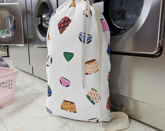 楽しいカレッジランドリーバッグ：鮮やかなポリエステル製トートバッグ（巾着付き）