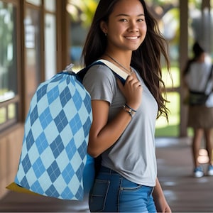 Argyle Print Laundry Bag | Stylish Storage for Home, College, or Travel | Eco-Friendly, Gift for Her, Laundry Essentials