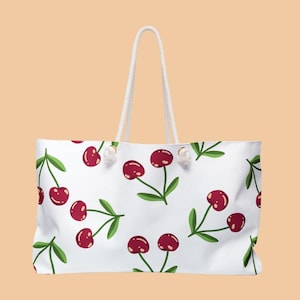 Cherry Beach Tote Bag: Stylish Weekender Bag for Summer Vacation