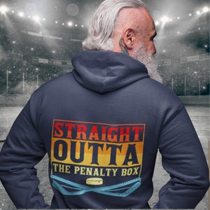 Hockey Hoodie, Straight Outta The Penalty Box Sweatshirt, Ice Hockey Gift, Sports Fan Apparel, Winter Hooded Jumper, Hockey Lover Present