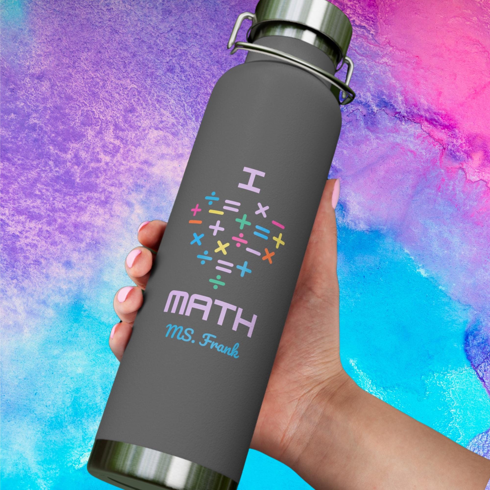 Personalized Math Teacher Water Bottle: Insulated 22oz Flask - Etsy