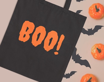 Spooky Halloween Tote Bag for Candy Trick-or-Treat, scary fall decor