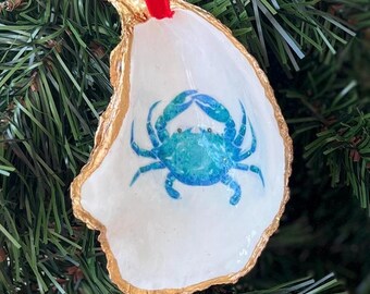 Blue Crab Oyster Shell Ornament