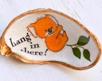 Vintage Koala Bear Oyster Shell Trinket Dis