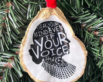 Ruth Bader Ginsburg Oyster Shell Ornament