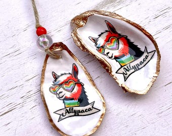 PRIDE Ally Alpaca Oyster Shell, Ornament, Handmade