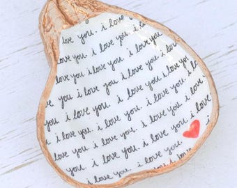 I Love You Oyster Shell Trinket Dish, Ornament