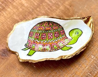 Vintage MCM Turtle Oyster Shell, Trinket Dish, Handmade