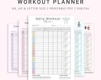 Daily Workout Planner for Women | Editable Fitness Tracker (PDF)