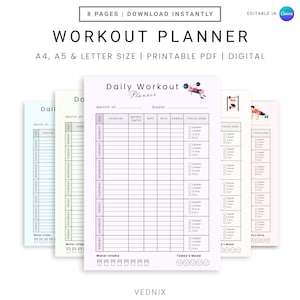 Daily Workout Planner for Men | Gym Fitness Tracker (Printable & Digital)