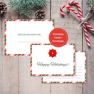 Biglietto di auguri stampabile Busta Buone feste Minimo digitale Scarica biglietti Regalo di Natale Posta Casella Posta Riempi Stampa a casa Busta di Natale