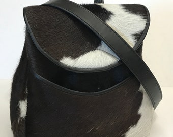 Small Backpack in Clipped Pinto Cow