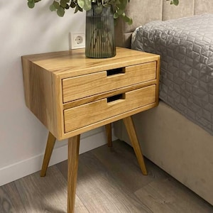 Minimalist wooden nightstand, rustic bedside tables, wood bedside table, scandinavian style bedroom furniture, small night table for bedroom