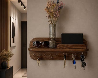 Key Holder: Wooden Wall Shelf for Entryway Organization and Storage