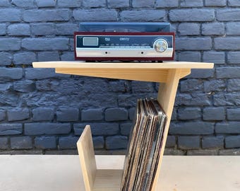 Record Player Stand: Wooden Vinyl Record Storage with Display Shelf, Modern Turntable Stand