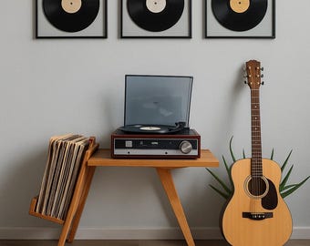 Storage Turntable Stand: Wooden Vinyl Record Player Stand with Storage for Records