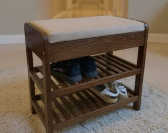 Banco de sapateira moderno: banco de madeira com estofamento personalizado