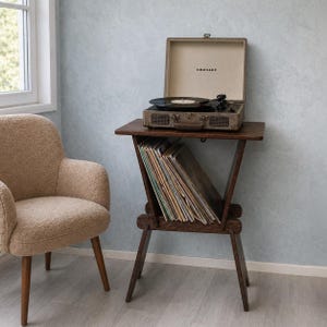 Plattenspieler Ständer: Holzplatten Lagerung mit Regal für Plattenspieler und Audiogeräte