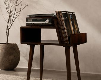 Turntable Stand: Wooden Record Player Storage Cabinet for Vinyl Collection