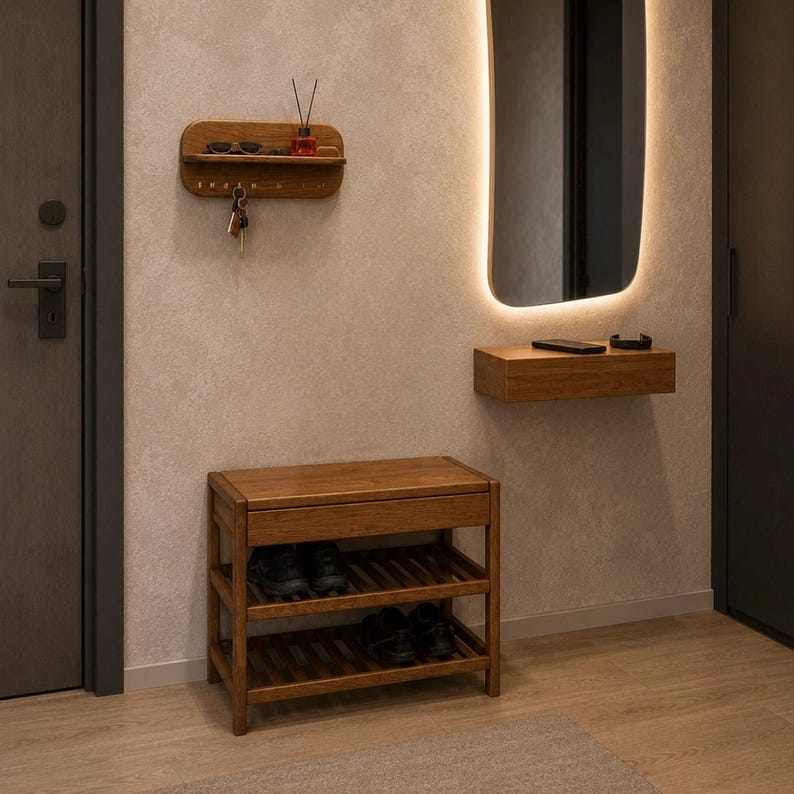 Shoe Bench: Wooden Entryway Bench with Hidden Storage and Cushioned Seat image 14