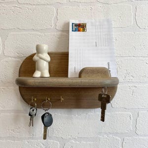 wooden key holder, rustic entryway organizer, small key holder for the wall, entryway key holder shelf, key hook board for wall