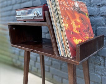 Vinyl Player Stand: Wooden Record Stand with Storage for Vinyl Records & Turntable
