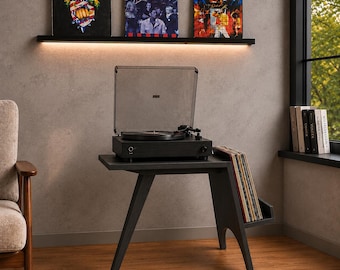Record Player Stand: Wooden Vinyl Storage Table for Modern Music Spaces