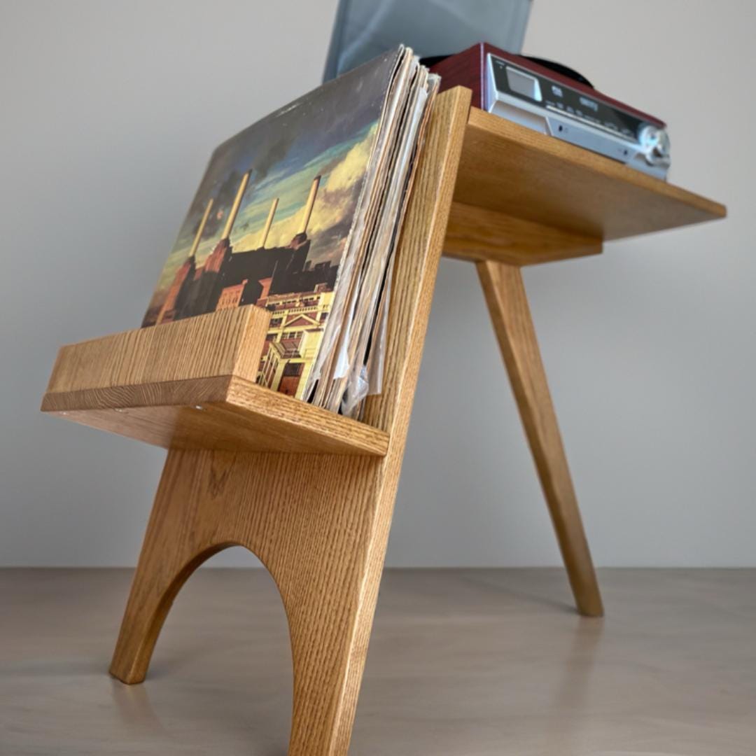 Record Player Stand With Vinyl Storage Made of Solid Wood/wooden ...