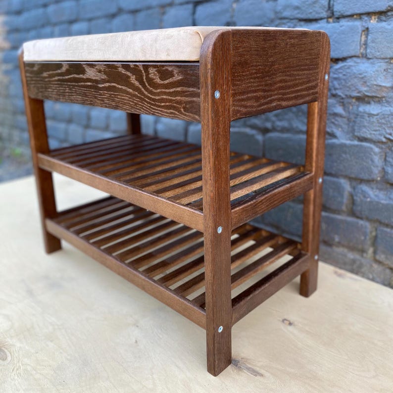 Shoe Bench: Wooden Entryway Bench with Hidden Storage and Cushioned Seat image 3