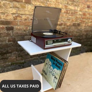 record player stand with vinyl storage/record player table for home/turntable stand with storage/wood record cabinet for turntable