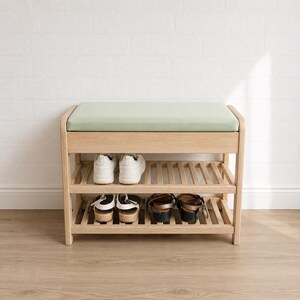 Shoe Bench: Wooden Entryway Bench with Hidden Storage and Cushioned Seat image 17