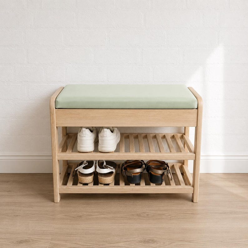 Shoe Bench: Wooden Entryway Bench with Hidden Storage and Cushioned Seat image 17