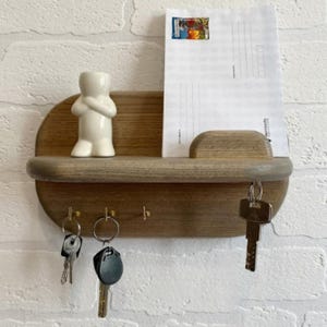 wooden key holder, rustic entryway organizer, small key holder for the wall, entryway key holder shelf, key hook board for wall
