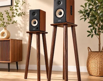 Speaker Stand: Solid Oak Wood Audio Pedestal for Home HiFi and Bookshelf Speakers