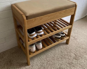 Shoe Bench: Wooden Entryway Bench with Hidden Storage and Cushioned Seat