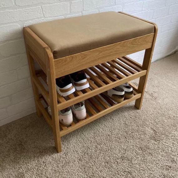 Entryway shoe bench/wooden shoe shelf in the hallway/shoe bench with a seat/wooden shoe display/shoe organizer in the hallway
