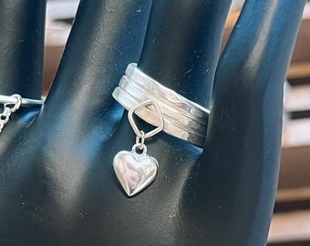 Sterling Silver Charm Ring - Heart or Flower