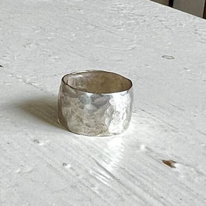 Thick Hammered .925 Sterling Silver Band