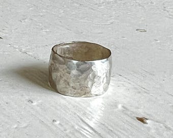 Thick Hammered .925 Sterling Silver Band