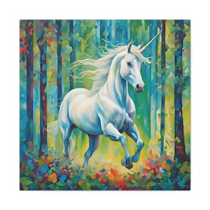 Unicorn Fantasy Forest Creature Canvas Wall Art Fantasy Art Anime Gift Mystical Creatures Enchanting Mythical Art Magical Creatures Print