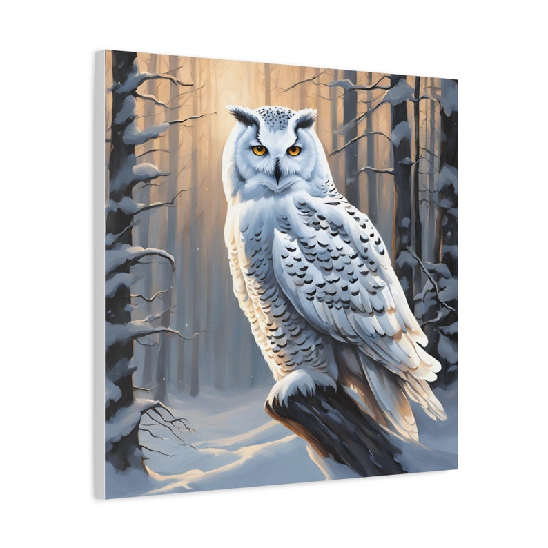 Snowy Owl Print Wall Art Matte Canvas, Stretched, 1.25 Animal Lover